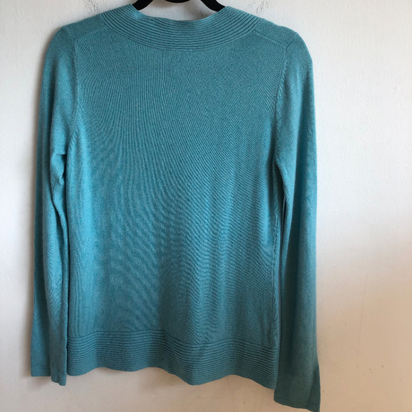 Ann Taylor LOFT Turquoise V-Neck Angora Sweater M - Picture 4 of 6